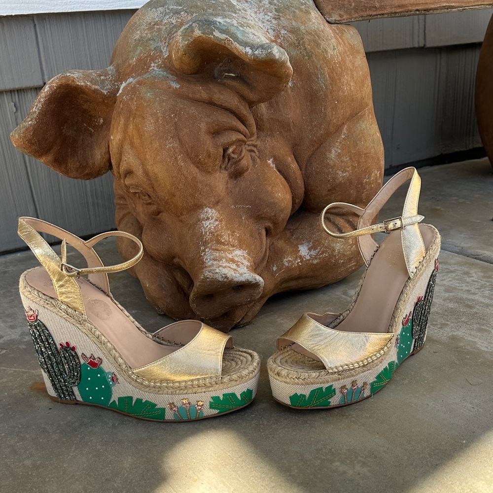 EUC Rare Kate Spade Cactus Wedge Sandals size 10